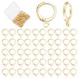 50 Pairs Brass Huggie Hoop Earring Findings, with Horizontal Loops, Long-Lasting Plated, Golden, 12 Gauge, 14.7x11.7x2mm, Hole: 1.8mm