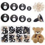 54 sets 4 Style Plastic Doll Eyes, Craft Safety Eyes, for Crafts, Crochet Toy and Stuffed Animals, Flat Round, Black, 11~17x12~16mm, Pin: 5~6mm, 54 sets/box