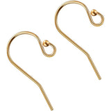 JK Findings, Yellow Gold Filled Earring Hooks, 1/20 14K Gold Filled, 20mm, Hole: 2mm, Pin: 0.6mm, 6pcs/set