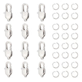 16Pcs 2 Size Ion Plating(IP) 304 Stainless Steel Lobster Claw Clasps, 20Pcs Openl Jump Rings, Stainless Steel Color, 9x5x3mm, 11x5.5x3.5mm, Hole: 1mm, 8Pcs/size