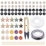 DIY Children's Day Themed Stretch Bracelets Making Kits, Including Flat Round with Alphabet Acrylic Beads, Flower & Starfish Alloy Enamel Pendants, Elastic Thread, Mixed Color, Beads: 1456pcs