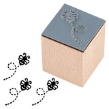 Wooden Stamps with Rubber, for DIY Craft Card Scrapbooking Supplies, Bees, 25~25.5x25~25.5x32mm