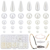706Pcs ABS Plastic Imitation Pearl Beads, Mixed Shape, White, 706pcs/box