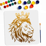 1Pc PET Hollow Out Drawing Painting Stencils, with 1Pc Art Paint Brushes, for DIY Scrapbook, Photo Album, Lion, 300x300mm