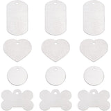 Aluminum Big Pendants, Stamping Blank Tags, Mixed Shapes, Silver, 25.5~51x25.5~41x1mm, Hole: 3~3.5mm, 32pcs/box.