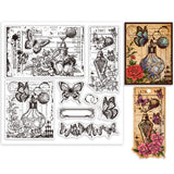 PVC Plastic Stamps, for DIY Scrapbooking, Photo Album Decorative, Cards Making, Stamp Sheets, Film Frame, Butterfly, 15x15cm