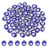 60Pcs CCB Plastic Beads, with Enamel, Oval with Evil Eye, Blue, 12x9.5x5mm, Hole: 1.4mm