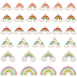 60Pcs 6 Style Alloy Enamel Pendants, Rainbow, Mixed Color, 10pcs/style