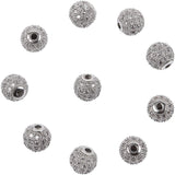 Rack Plating Brass Cubic Zirconia Beads, Long-Lasting Plated, Round, Clear, Platinum, 8x7mm, Hole: 2mm, 10pcs/box