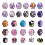 Acrylic & Resin & Polymer Clay Rhinestone European Beads, Large Hole Beads, with Silver Color Core, Rondelle, Mixed Color, Beads: 13.5~14x8~10mm, Hole: 5mm, 54pcs/bag, 1bag/box