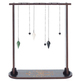 1 Set Small Crystal Display Shelf, Crystal Dowsing Pendulum Display Hanging Holder Stand, with Butterfly Pattern, with 3Pcs Gemstone Drowsing Pendulums, Black, Finish Product: 8x25x30cm