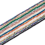 Electroplate Glass Beads Strands, Faceted, Mixed Style, Rondelle, Mixed Color, 2x1.5mm, Hole: 0.6mm, about 235~247pcs/Strand, 14.57~14.76 inch(37~37.5cm), 12 colors, 1strand/color, 12strands/box