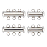 4Sets 2 Style 304 Stainless Steel Slide Lock Clasps, Peyote Clasps, 2-Strand, 4-Hole & 3-Stand, 6-Hole, Tube, Stainless Steel Color, 15~20x10x6.5mm, Hole: 1.8mm, 2sets/style