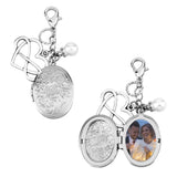 Oval 316 Stainless Steel Photo Frame Locket Pendant Decorations, with Alloy Lobster Claw Clasps, for Bouquet Decorations, Antique Silver & Stainless Steel Color, 66mm, 2pcs/set