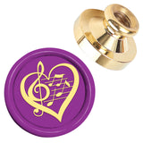 Golden Tone Brass Head, for Wax Seal Stamp DIY Scrapbooking, Heart with Musical Note, 25x14.5mm