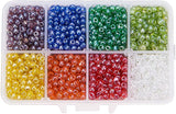 Mixed Style 6/0 Round Glass Seed Beads, Mixed Color, 4mm, Hole: 1.5mm, about 1900pcs/box