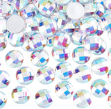 70Pcs Acrylic Faceted Cabochons, Round, Clear AB, 25x16mm, 70pcs/box