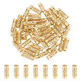 304 Stainless Steel Beads, Hollow, Column with Flower, Golden, 12.5x4mm, Hole: 3mm, 50pcs/box