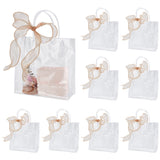 Valentine's Day 50Pcs Rectangle Transparent PVC Storage Bags with Handle, Gift Storage Bags, with 1 Roll Polyester Organza Ribbons, Clear, Bags: 202x198x0.5mm, Unfolded: 200x80x200mm, 50pcs; Ribbon: 35x0.5mm, about 10 yards/roll