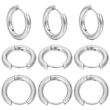 12 Pairs 202 Stainless Steel Huggie Hoop Earrings with 316 Surgical Stainless Steel Pins, Stainless Steel Color, 10 Gauge, 14.5x14x2.5mm, Pin: 1mm