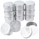 12Pcs 3 Style Aluminium Shallow Round Candle Tins, with Hollow Lids, Empty Tin Storage Containers, Hexagon/Flower Pattern, Silver, 7.1x4.25cm, Inner Diameter: 6.4x4.1cm, 4pcs/style