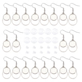 Teardrop Dangle Earring DIY Making Kit, Including 304 Stainless Steel Earring Hooks, Transparent Glass Cabochons, Plastic Ear Nuts, Stainless Steel Color, Hooks: 24pcs/set