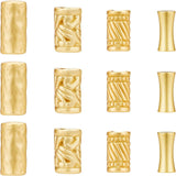24Ppcs 3 Style Eco-Friendly Matte Alloy Tube Beads, Column, Long-Lasting Plated, Cadmium Free & Nickel Free & Lead Free, Real 18K Gold Plated, 8pcs/style