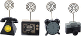 Wooden Message Clip, with Metal Finding, Clock & Phone & Camera & Televion, Mixed Color, 4pcs/set