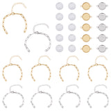 DIY Blank Dome Flat Round Link Bracelet Making Kit, Including 304 Stainless Steel Paperclip Chains Bracelet Making & Cabochon Connector Settings, Glass Cabochons, Golden & Stainless Steel Color, 30Pcs/box