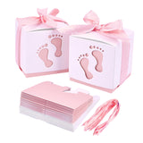 Paper Gift Box, Wedding Decoration, Folding Boxes with Footprints Pattern, Pink, 60x60x60mm