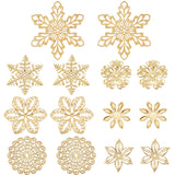 DIY Jewelry Making Finding Kit, Including 84Pcs 7 Styles Iron Beads Caps & Pendant & Filigree Joiners, Etched Metal Embellishments, Flower & Snowflake, Golden, 28~45x28.5~42x0.5~3mm, Hole: 1.5~3mm, 12Pcs/style