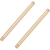 Brass Links Connectors, Bar, Real 18K Gold Plated, 35x2mm, Hole: 1mm, 20pcs/box
