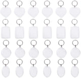 Acrylic Keychain, with Iron Split Key Rings, Flat Round & Heart & Rectangle & Oval, Clear, 77~90mm, 56sets