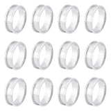 12Pcs Stainless Steel Grooved Finger Ring Settings, Ring Core Blank, for Inlay Ring Jewelry Making, Stainless Steel Color, US Size 11 1/2(20.9mm)