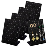 72-Hole Acrylic Slant Back Earring Display Stands, Rectangle Jewelry Organizer Holder for Earring Storage, Black, 8x4.7x11.6cm, Hole: 1.6mm