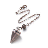 Brass Cone Dowsing Pendulums, with Lobster Claw Clasps, Red Copper, 220x2.5mm