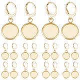 30Pcs 304 Stainless Steel Leverback Earring Findings, Flat Round Earring Settings, Real 18K Gold Plated, 30mm, Pin: 0.6mm, Tray: 12mm