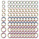 200Pcs 4 Styles Rainbow Color Stainless Steel Open Jump Rings, 3.5~6x0.6~0.8mm, 50pcs/style