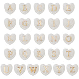 1 Strand Natural White Shell Beads Strands, with Enamel, Heart with Letter A~Z, 8x8x4mm, Hole: 0.9mm, about 26pcs/strand, 7.87 inch(20cm)