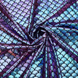 Sparkly Hologram Spandex Mermaid Printed Fish Scale Fabric, Stretch Fabric, Light Sea Green, 150x0.08cm