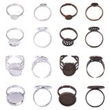 Adjustable Brass Pad Ring Settings, Mixed Shapes, Mixed Color, 32pcs/bag