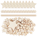 Unfinished Natural Wood Pendants, Laser Cut Wood Shapes, Star, Wheat, 110pcs