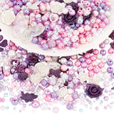 DIY Jewelry Making Kit, Including  Resin Cabochons and Beads, Acrylic Beads, Flower & Butterfly & Ring & Round, Purple, 4~30x4~41x2~9mm, Hole: 1.4~2.5mm