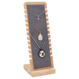 Detachable Wood Necklace Slant Back Display Stands with Velvet, L-Shaped Jewelry Organizer Holder for Necklace Storage, Pale Goldenrod, Finish Product: 9.75x9.1x27.2cm