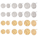 24Pcs 6 Style 304 Stainless Steel Stud Earring Findings, with Earring Backs, Flat Round, Platinum & Golden, 8~13mm, Hole: 1.5mm, Pin: 0.7~0.8mm, 4pcs/style
