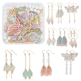 Wing Charm Jewelry Set DIY Making Kit, Including Imitation Metal Cloth Pendants, Alloy Pendant, Glass Pearl Beads, Brass Linking Ring & Jump Rings & Earring Hooks & Pins & Cable Chain, Golden, Wings: 20pcs/box