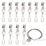 20 Sets 304 Stainless Steel Lobster Claw Clasps, with Cord Ends, Stainless Steel Color, 34mm