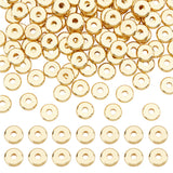 150Pcs Brass Spacer Beads, Nickel Free, Flat Round, Real 18K Gold Plated, 7x1.5mm, Hole: 2mm