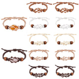 10Pcs 5 Colors Braided Nylon Cord Macrame Pouch Bracelet Making, Adjustable Wood Beads Interchangeable Stone Bracelet, Mixed Color, Inner Diameter: 2-5/8~3-3/8 inch(6.68~8.6cm), 2pcs/color