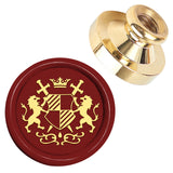 Wax Seal Brass Stamp Heads, for Wax Seal Stamp, Double Lions with Crown, 25x14.5mm